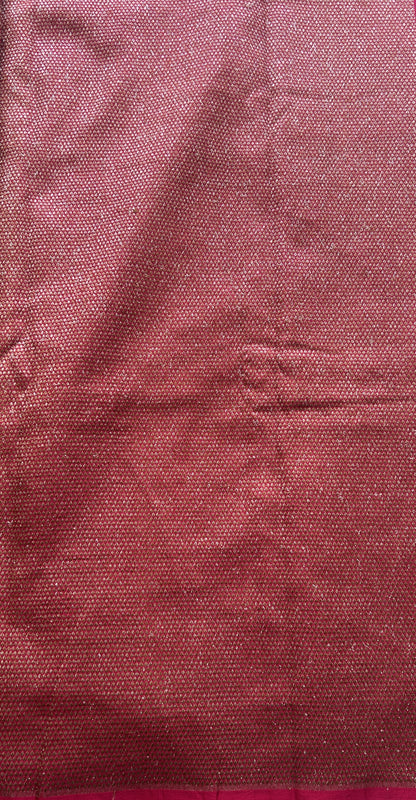 Semi Raw Silk Allover Saree Hot Pink Colored Elegantly Paired with a Zari Border. - Sampradaya Designer Studio