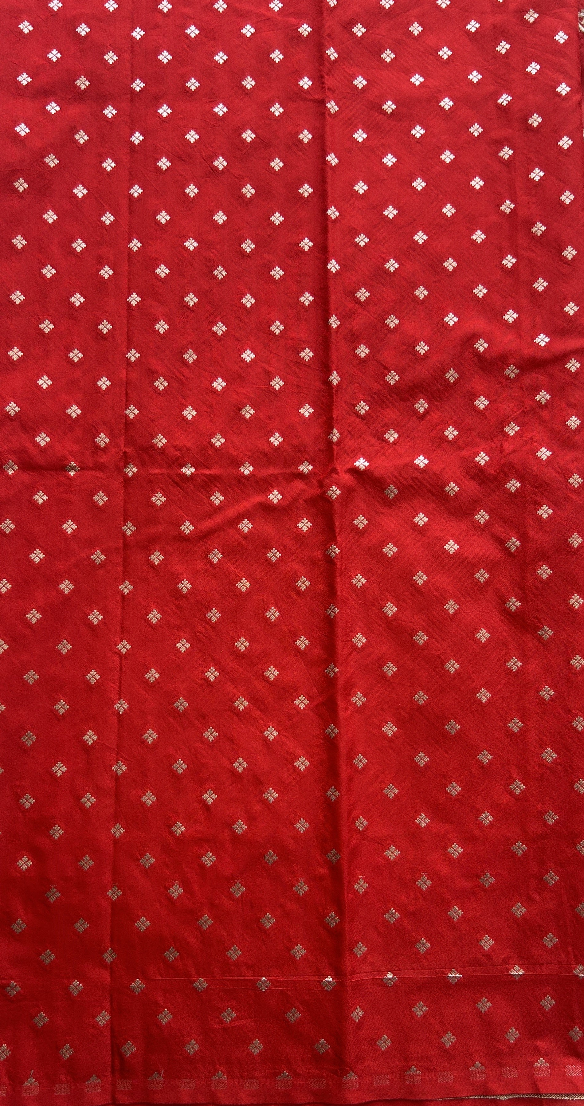 Semi Raw Silk Saree Red Colored Elegantly Paired with a Zari Border. - Sampradaya Designer Studio