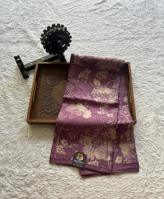 Pure Tussar Silk Saree Purple Color Complemented with a Borderless. - Sampradaya Designer Studio
