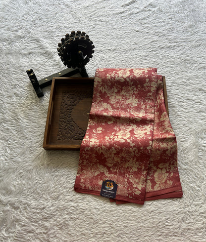 Pure Tussar Silk Saree Onion Pink Color Complemented with a Borderless. - Sampradaya Designer Studio