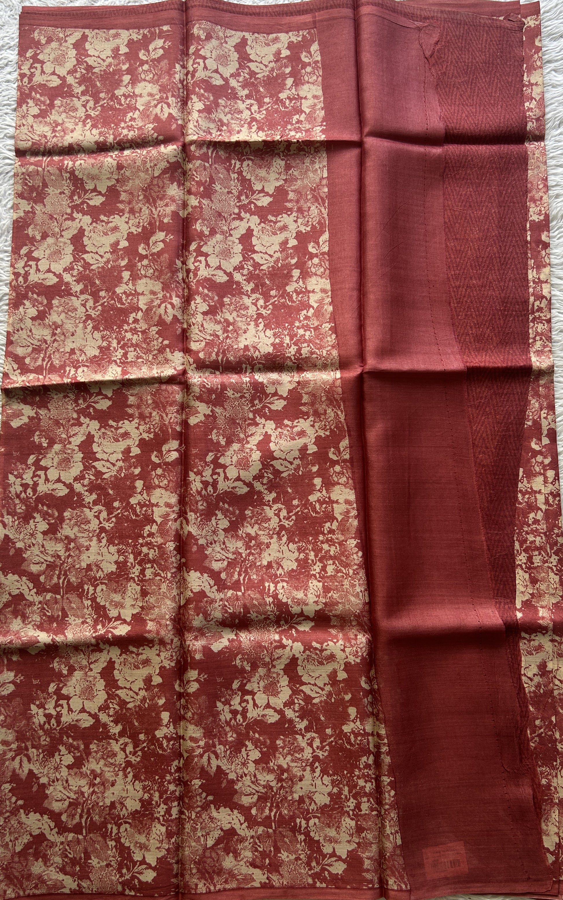 Pure Tussar Silk Saree Onion Pink Color Complemented with a Borderless. - Sampradaya Designer Studio