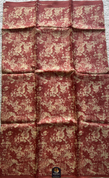 Pure Tussar Silk Saree Onion Pink Color Complemented with a Borderless. - Sampradaya Designer Studio