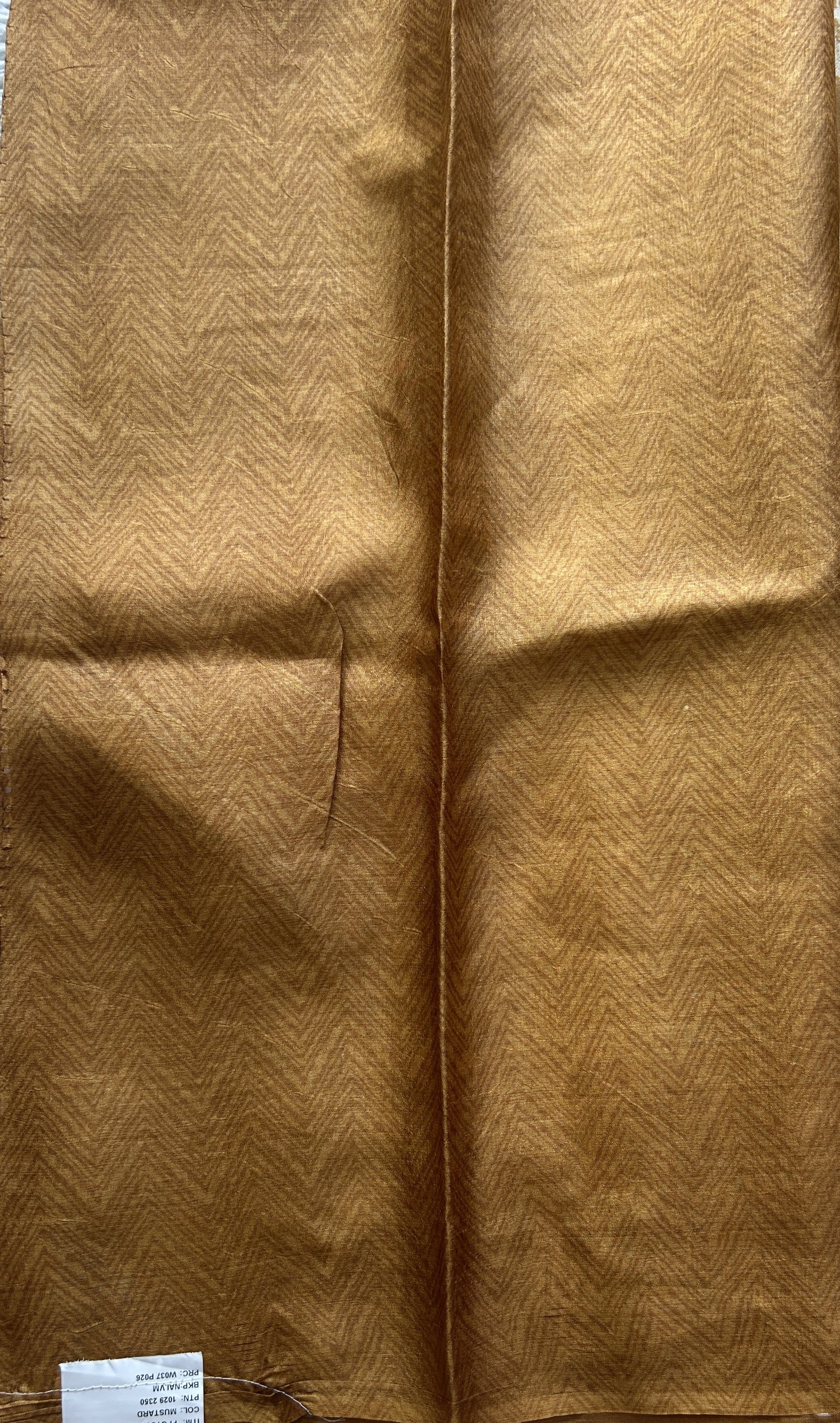 Pure Tussar Silk Saree Mustard Color Complemented with a Borderless. - Sampradaya Designer Studio