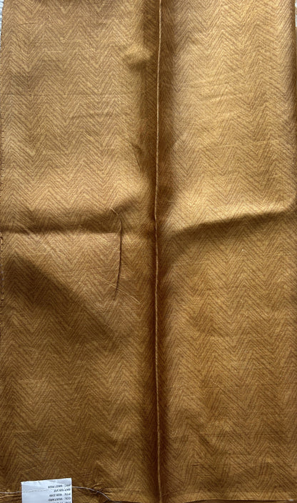 Pure Tussar Silk Saree Mustard Color Complemented with a Borderless. - Sampradaya Designer Studio