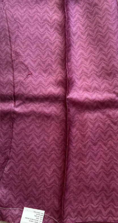 Pure Tussar Silk Saree Pink Color Complemented with a Borderless. - Sampradaya Designer Studio
