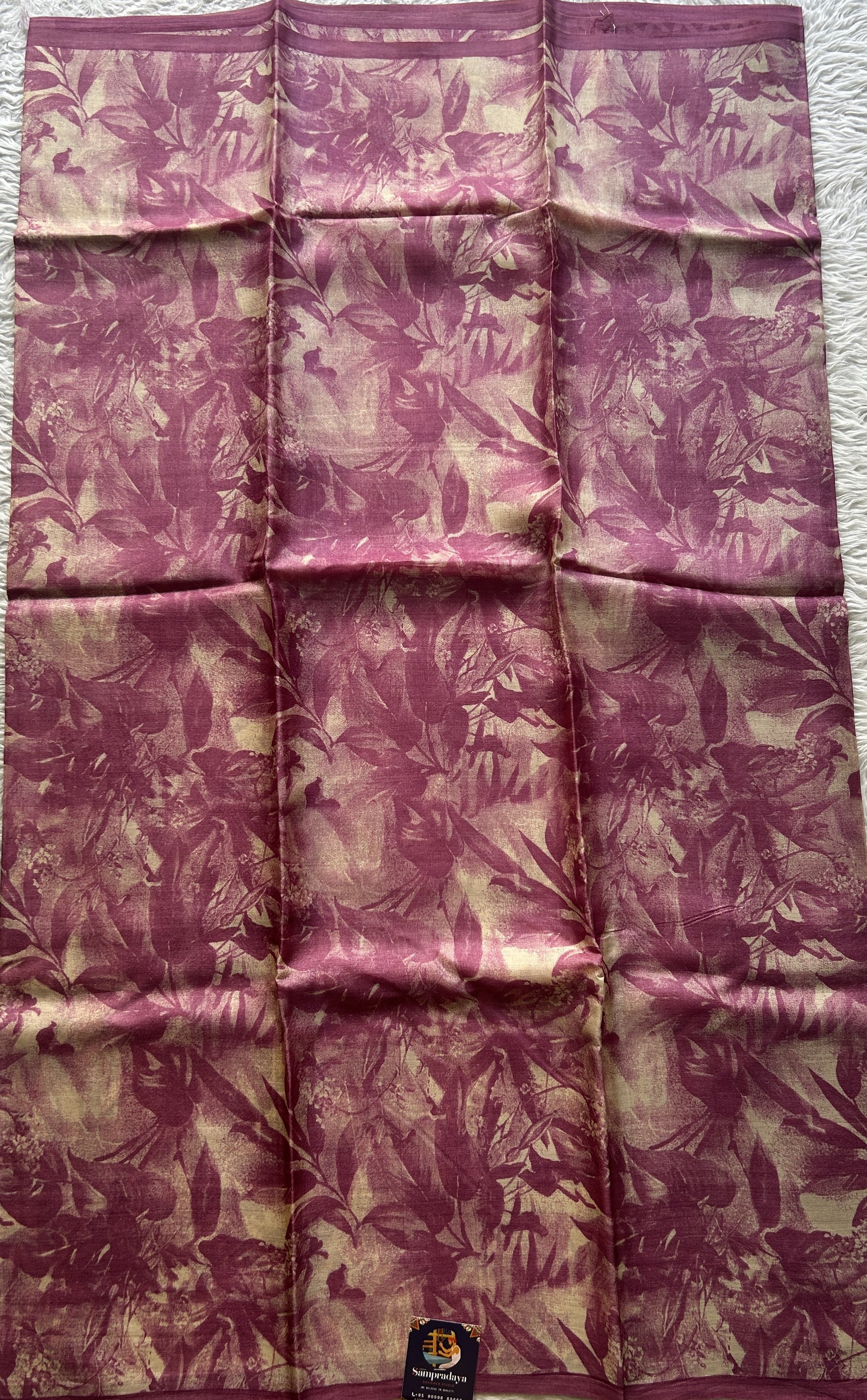 Pure Tussar Silk Saree Pink Color Complemented with a Borderless. - Sampradaya Designer Studio