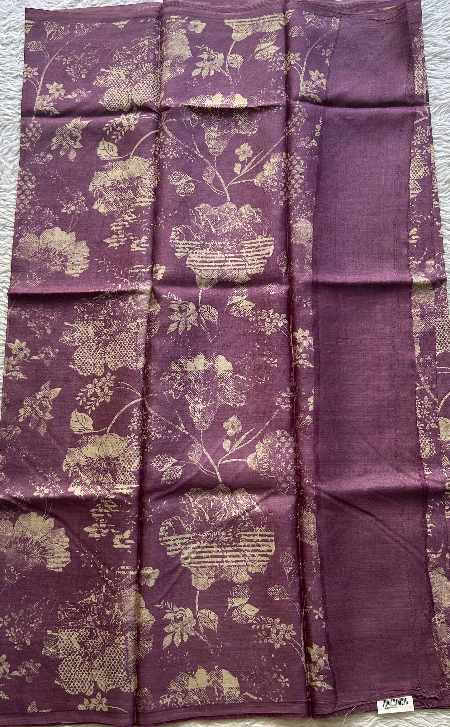 Pure Tussar Silk Saree Purple Color Complemented with a Borderless. - Sampradaya Designer Studio
