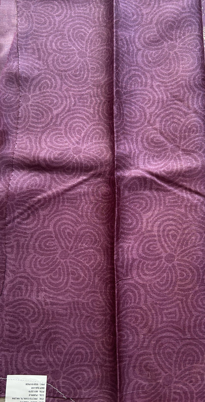 Pure Tussar Silk Saree Purple Color Complemented with a Borderless. - Sampradaya Designer Studio