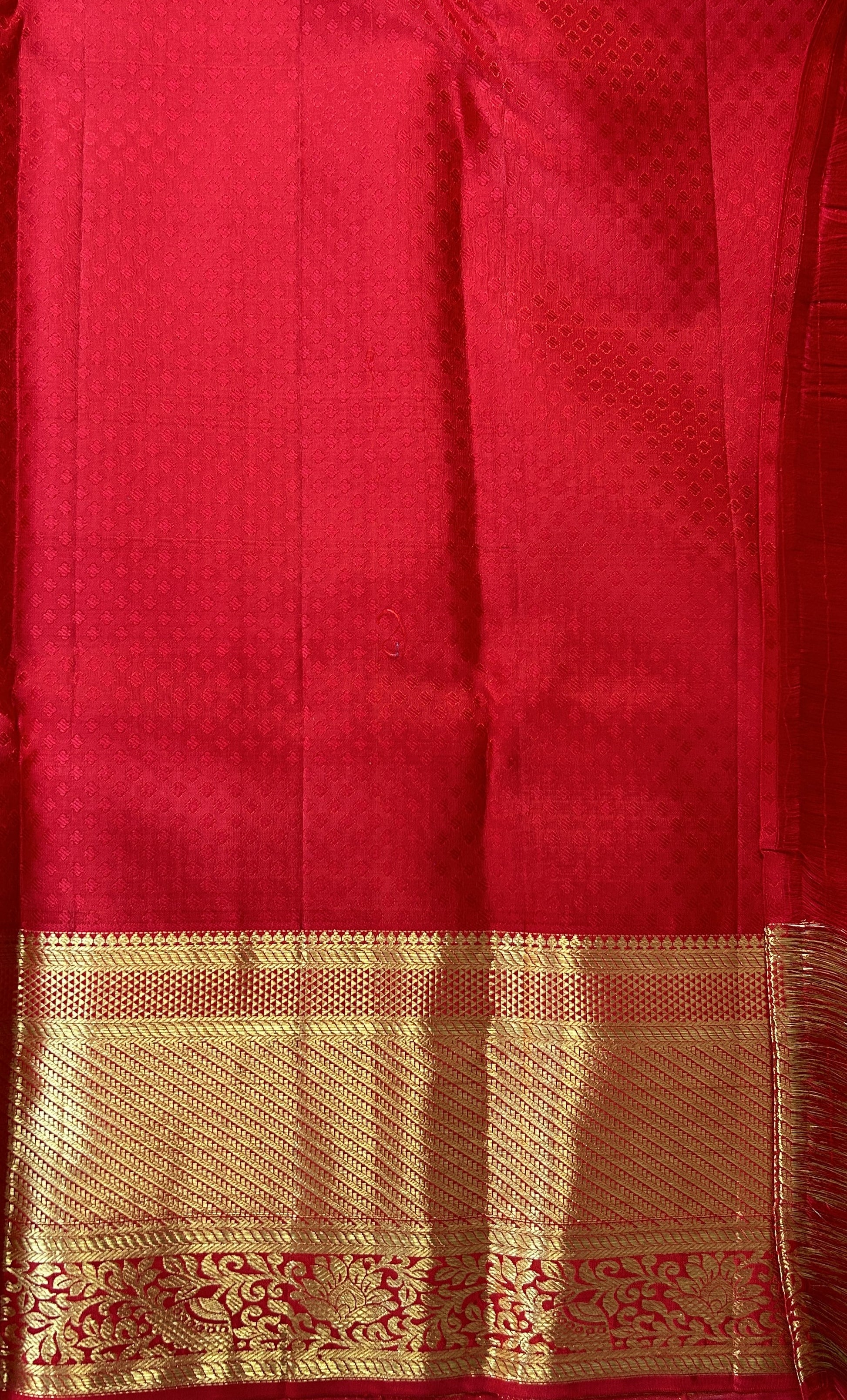 Kanjivaram Bridal Silk Saree Red colored allover Saree complemented with a Gold Kanchi border. - Sampradaya Designer Studio