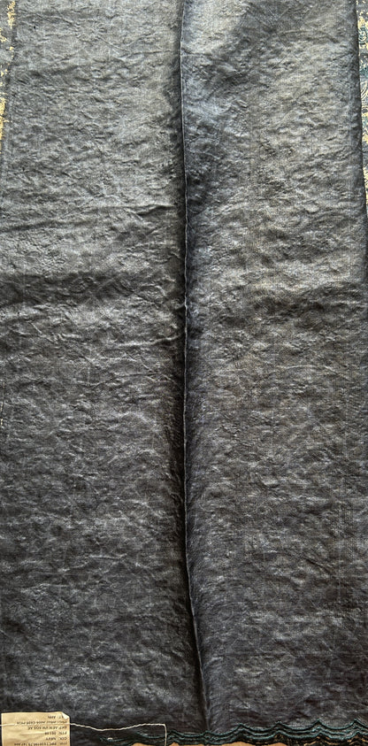 Pure Tussar Silk Saree Prussian Color Complemented with a Borderless. - Sampradaya Designer Studio