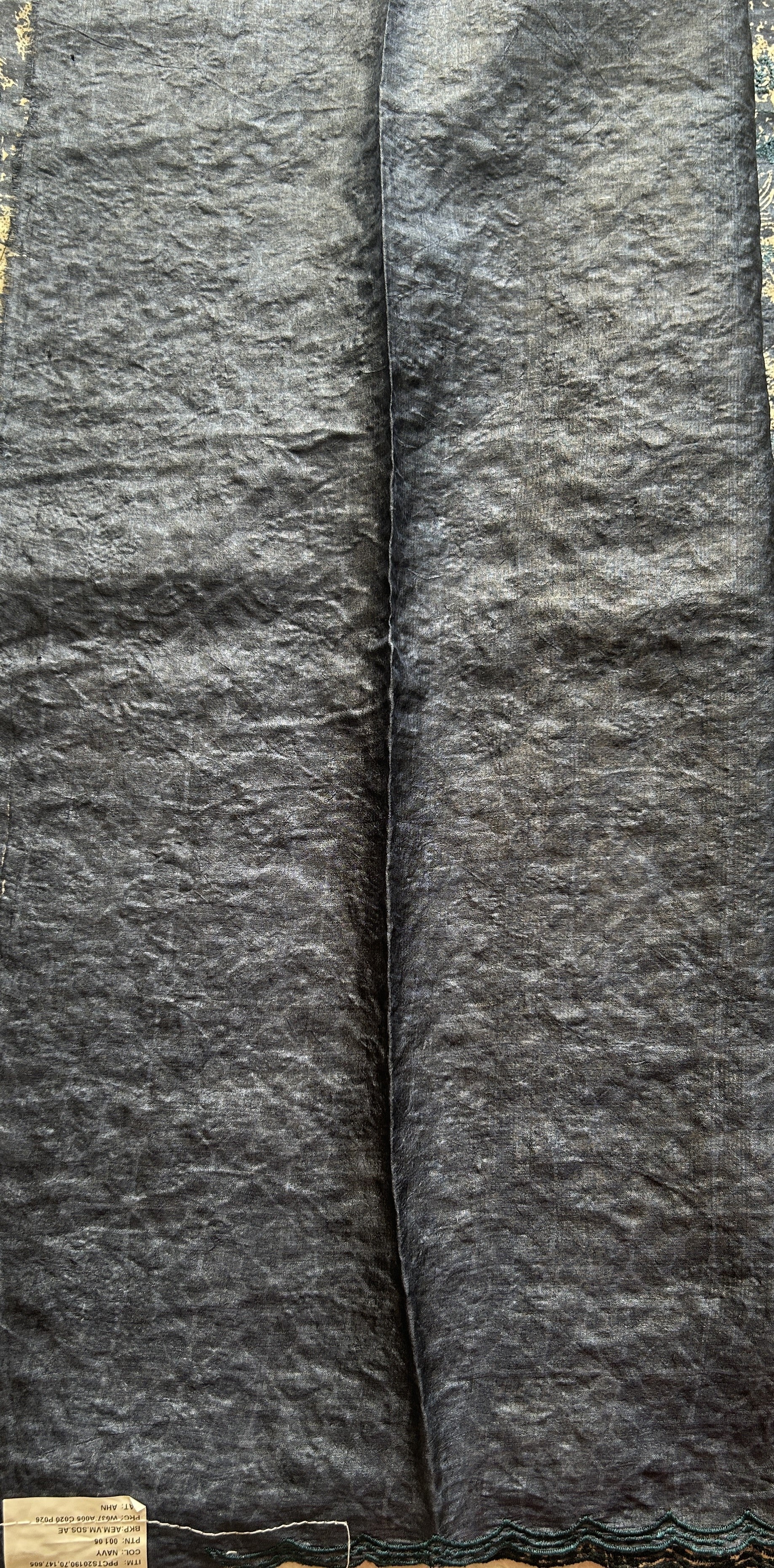 Pure Tussar Silk Saree Black Color Complemented with a Borderless. - Sampradaya Designer Studio