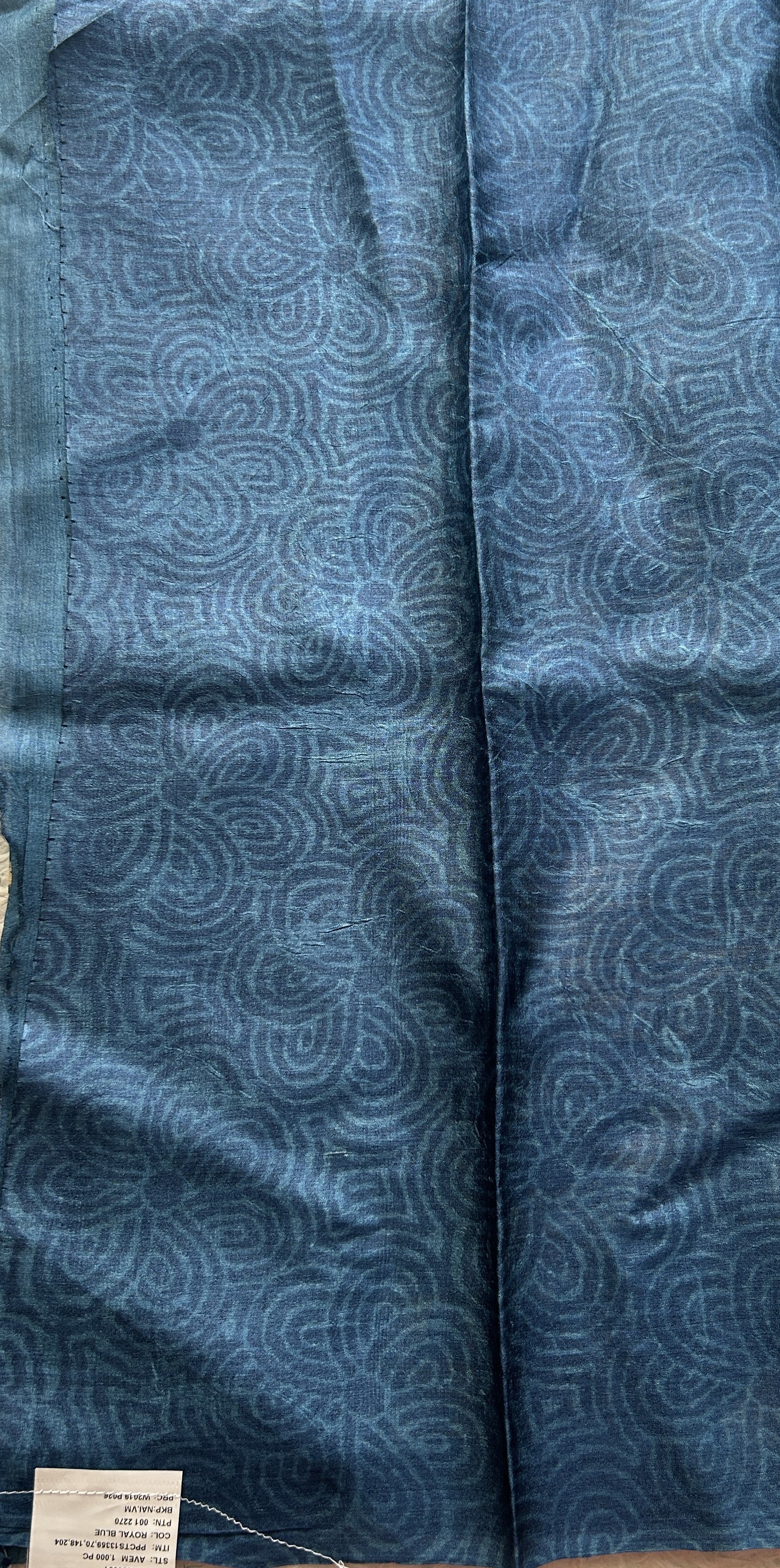 Pure Tussar Silk Saree Dark Teal Blue Color Complemented with a Borderless. - Sampradaya Designer Studio