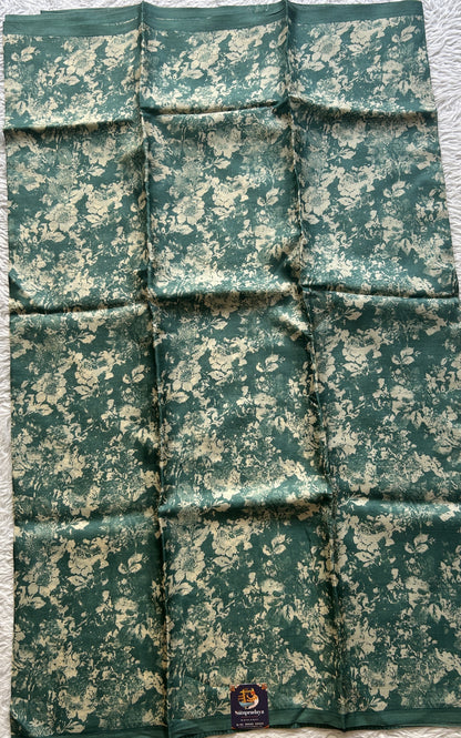 Pure Tussar Silk Saree Teal Green Color Complemented with a Borderless. - Sampradaya Designer Studio