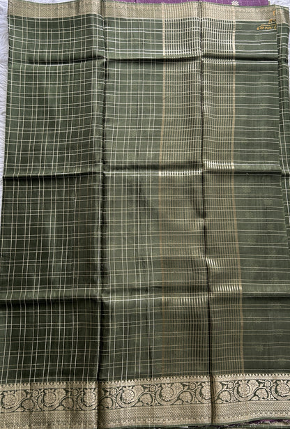 Satin Silk Saree Green Colored Complemented with a Zari Border. - Sampradaya Designer Studio