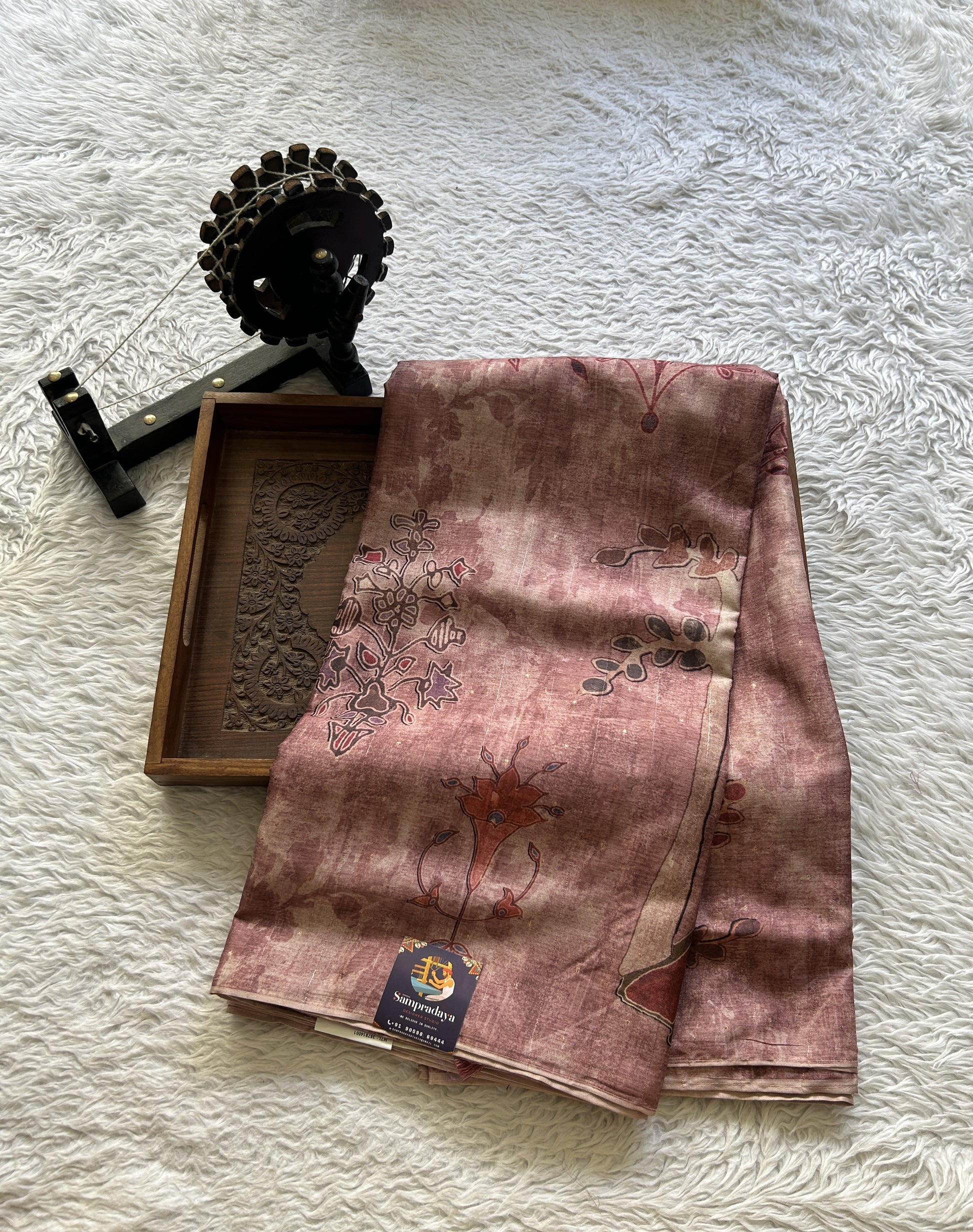Semi Tussar Saree Onion Pink Colored Elegantly Paired with a Borderless. - Sampradaya Designer Studio