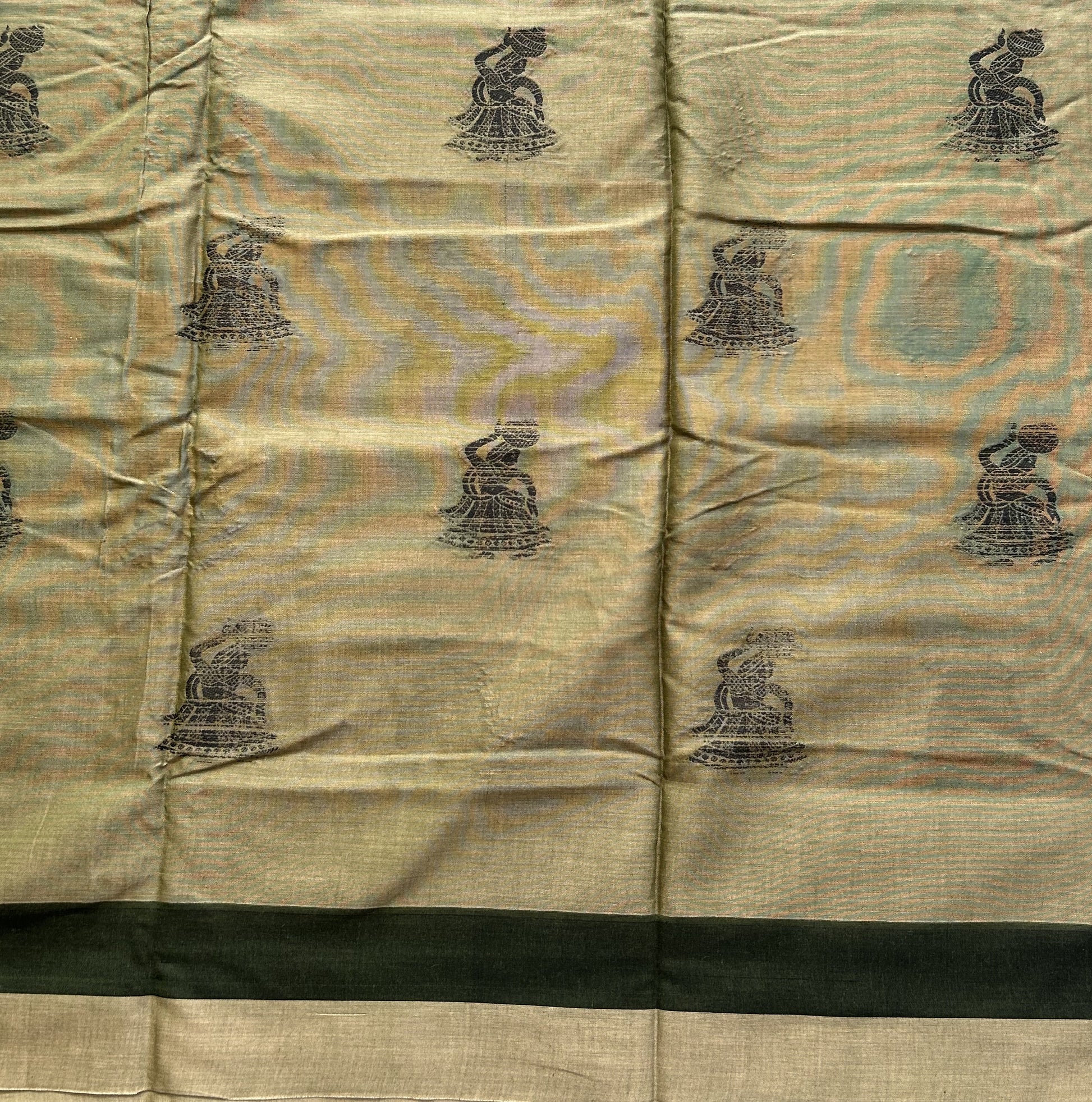 Narayanpet Cotton Saree Pistachio Green Colored Complemented with a Thread Border. - Sampradaya Designer Studio