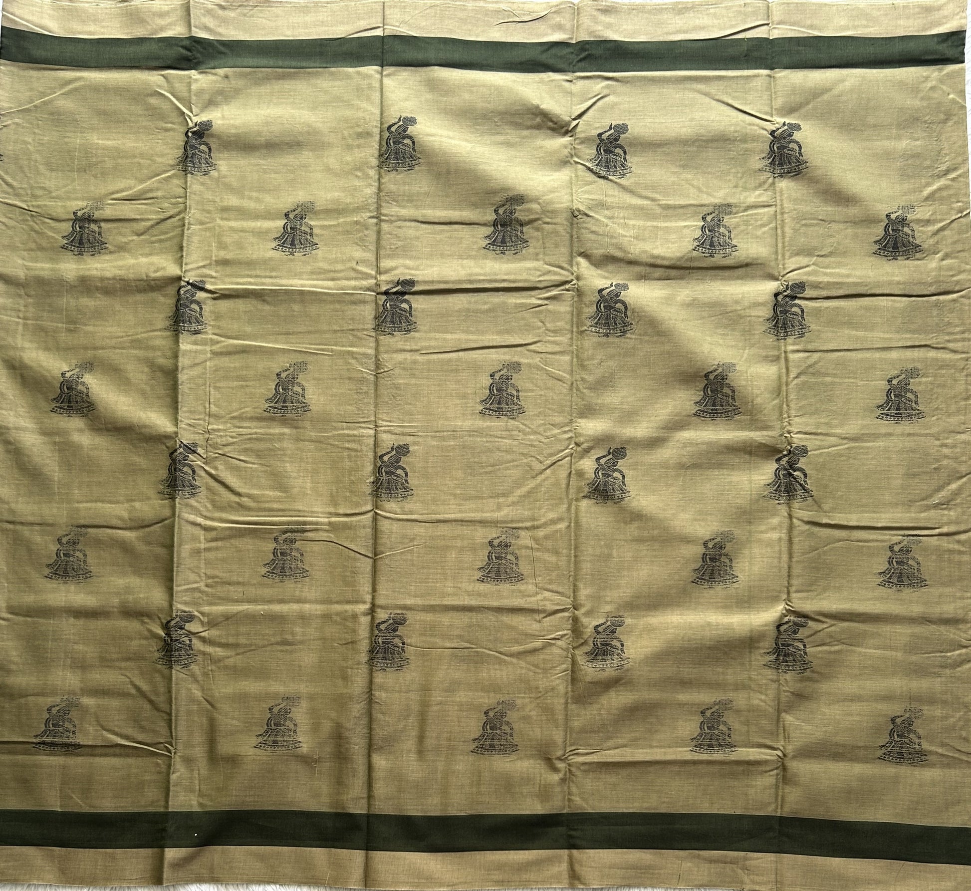 Narayanpet Cotton Saree Pistachio Green Colored Complemented with a Thread Border. - Sampradaya Designer Studio