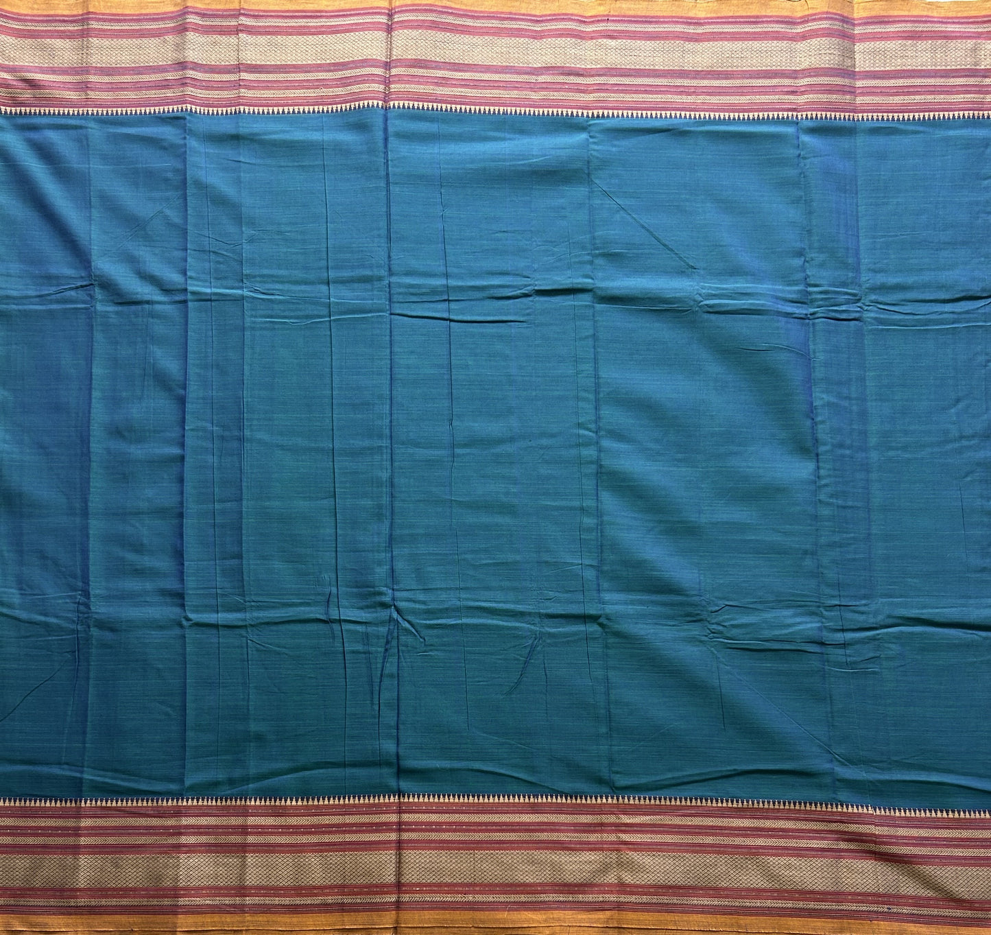 Narayanpet Cotton Saree Marina Blue Colored Complemented with a Thread Border. - Sampradaya Designer Studio