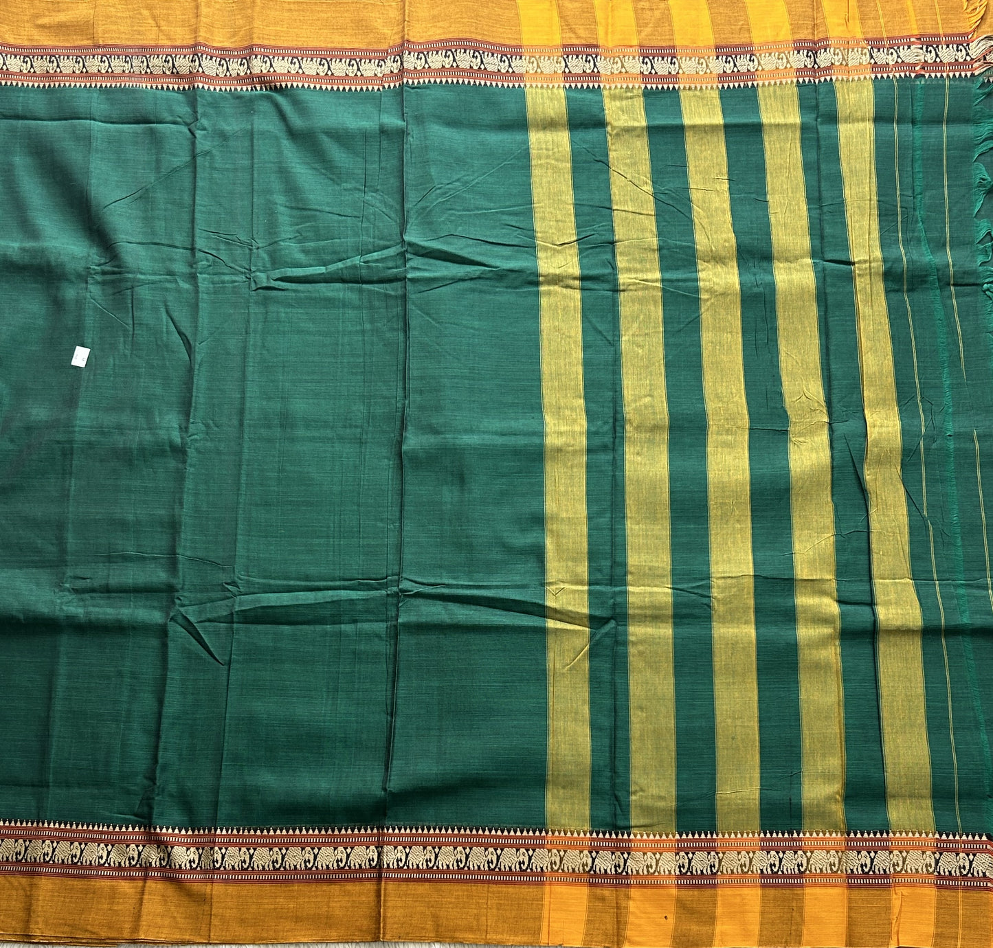 Narayanpet Cotton Saree Ever Green Colored Complemented with a Thread Border. - Sampradaya Designer Studio