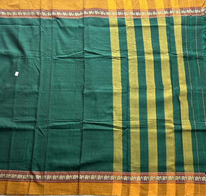 Narayanpet Cotton Saree Ever Green Colored Complemented with a Thread Border. - Sampradaya Designer Studio