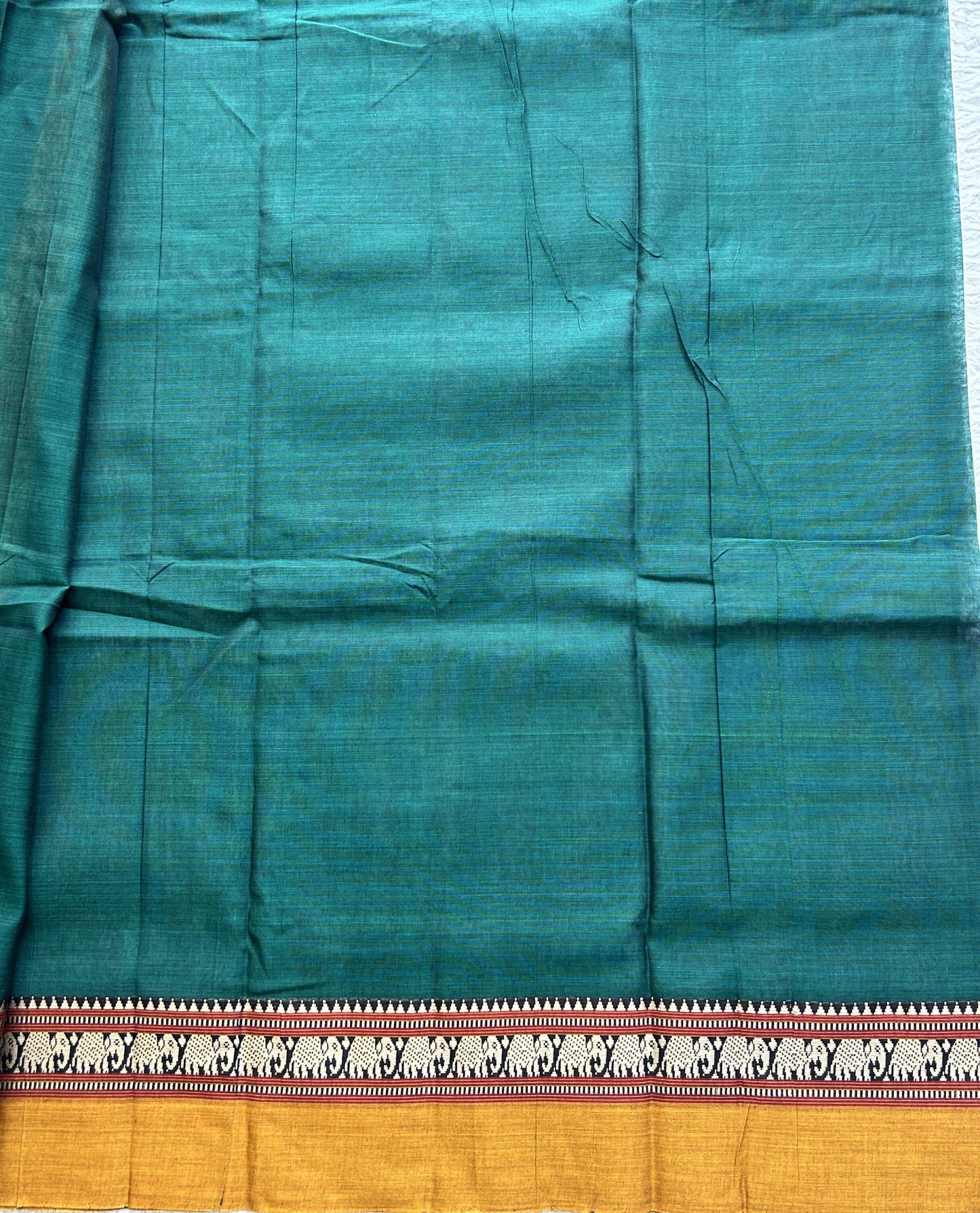 Narayanpet Cotton Saree Ever Green Colored Complemented with a Thread Border. - Sampradaya Designer Studio