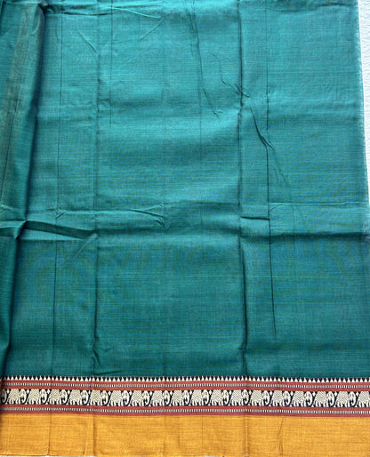 Narayanpet Cotton Saree Ever Green Colored Complemented with a Thread Border. - Sampradaya Designer Studio