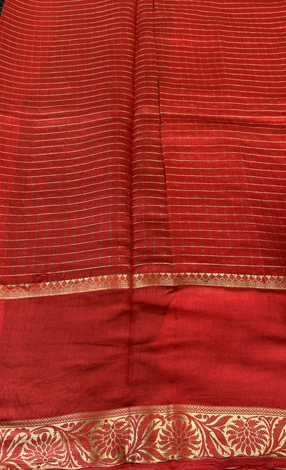 Semi Georgette Checks Saree Bottle Green Colored Complemented with a Cutwork Border. - Sampradaya Designer Studio