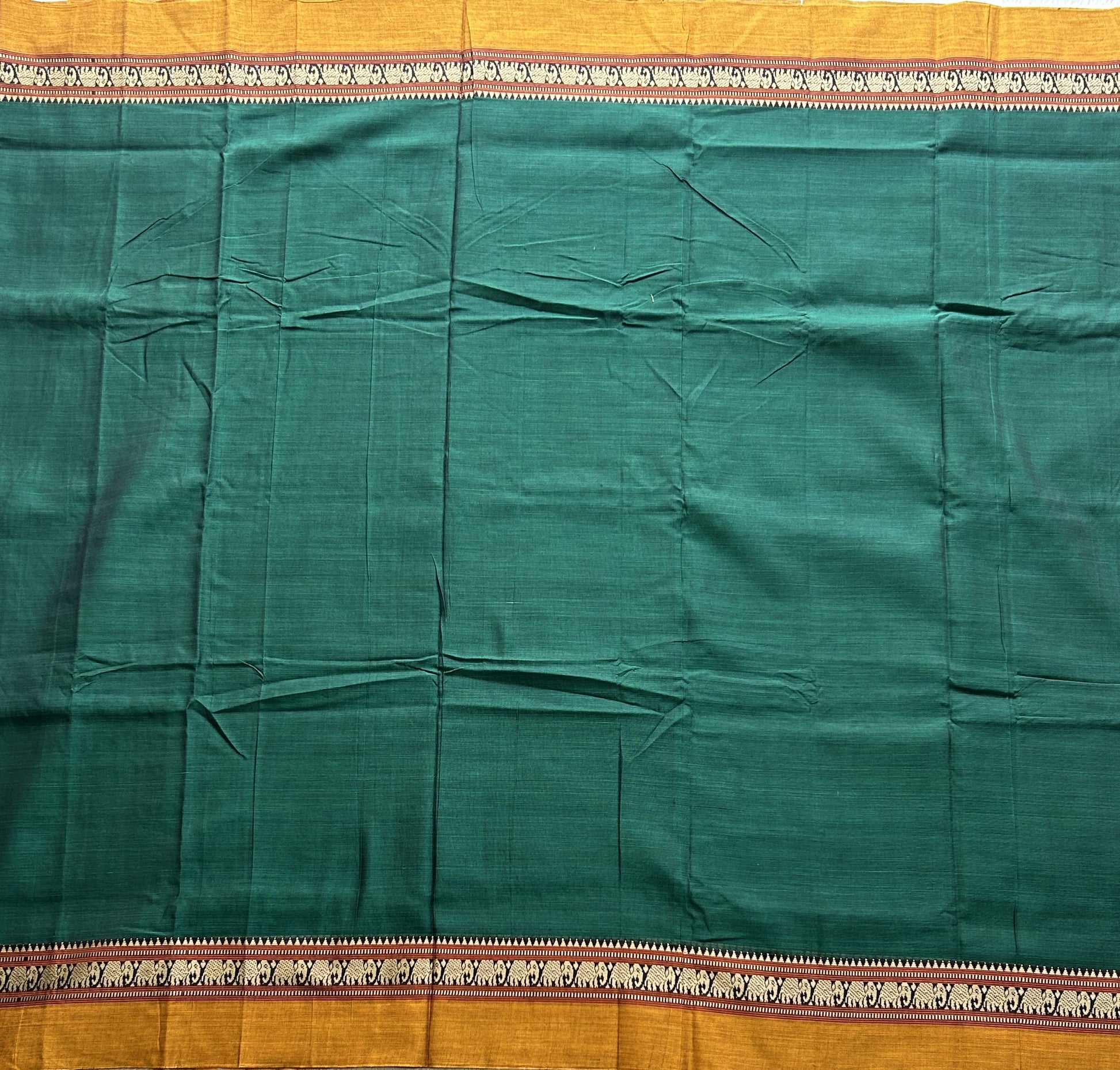 Narayanpet Cotton Saree Ever Green Colored Complemented with a Thread Border. - Sampradaya Designer Studio