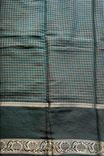 Semi Georgette Checks Saree Red Colored Complemented with a Cutwork Border. - Sampradaya Designer Studio