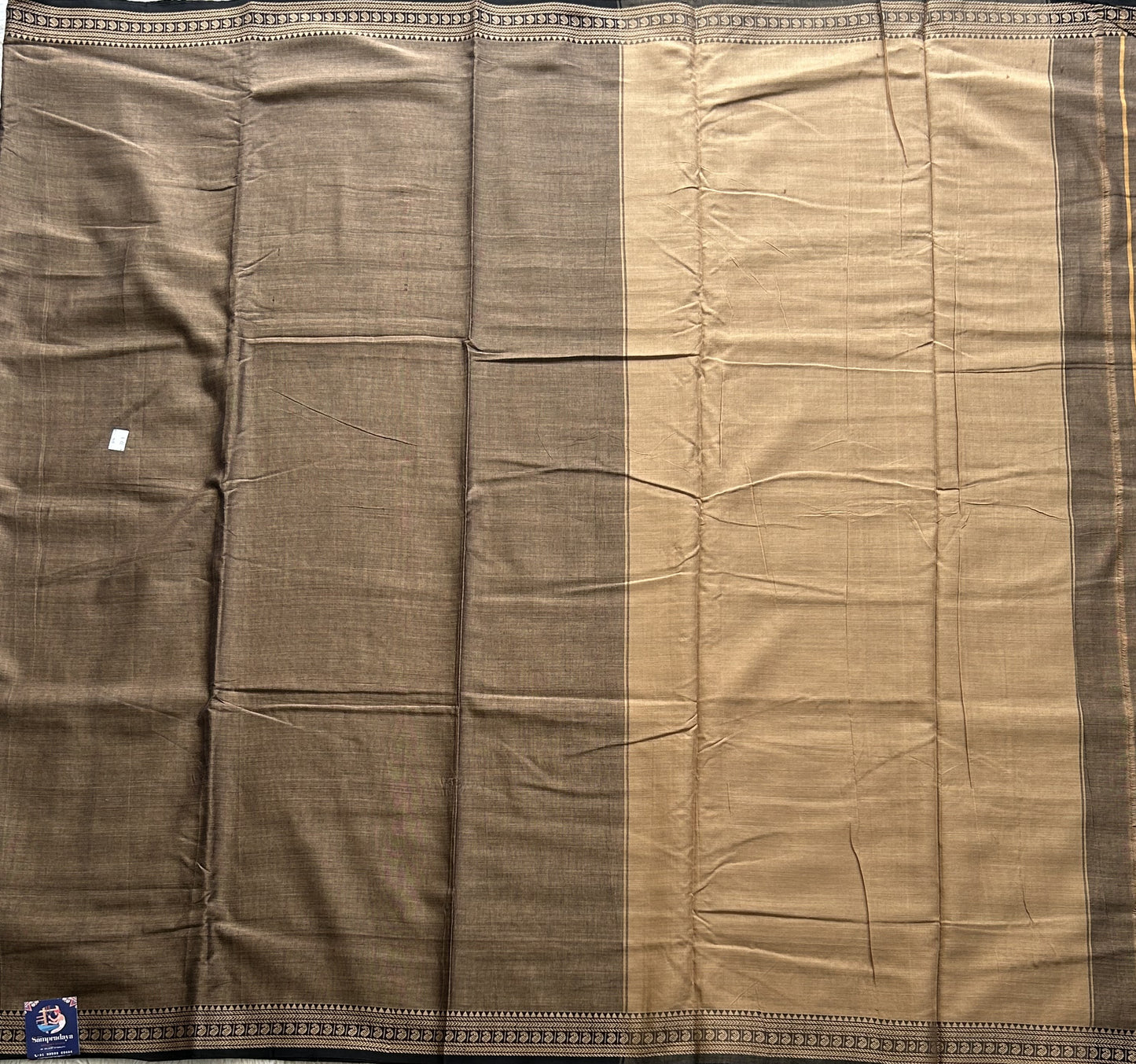 Narayanpet Cotton Saree Stone Colored Complemented with a Thread Border.
