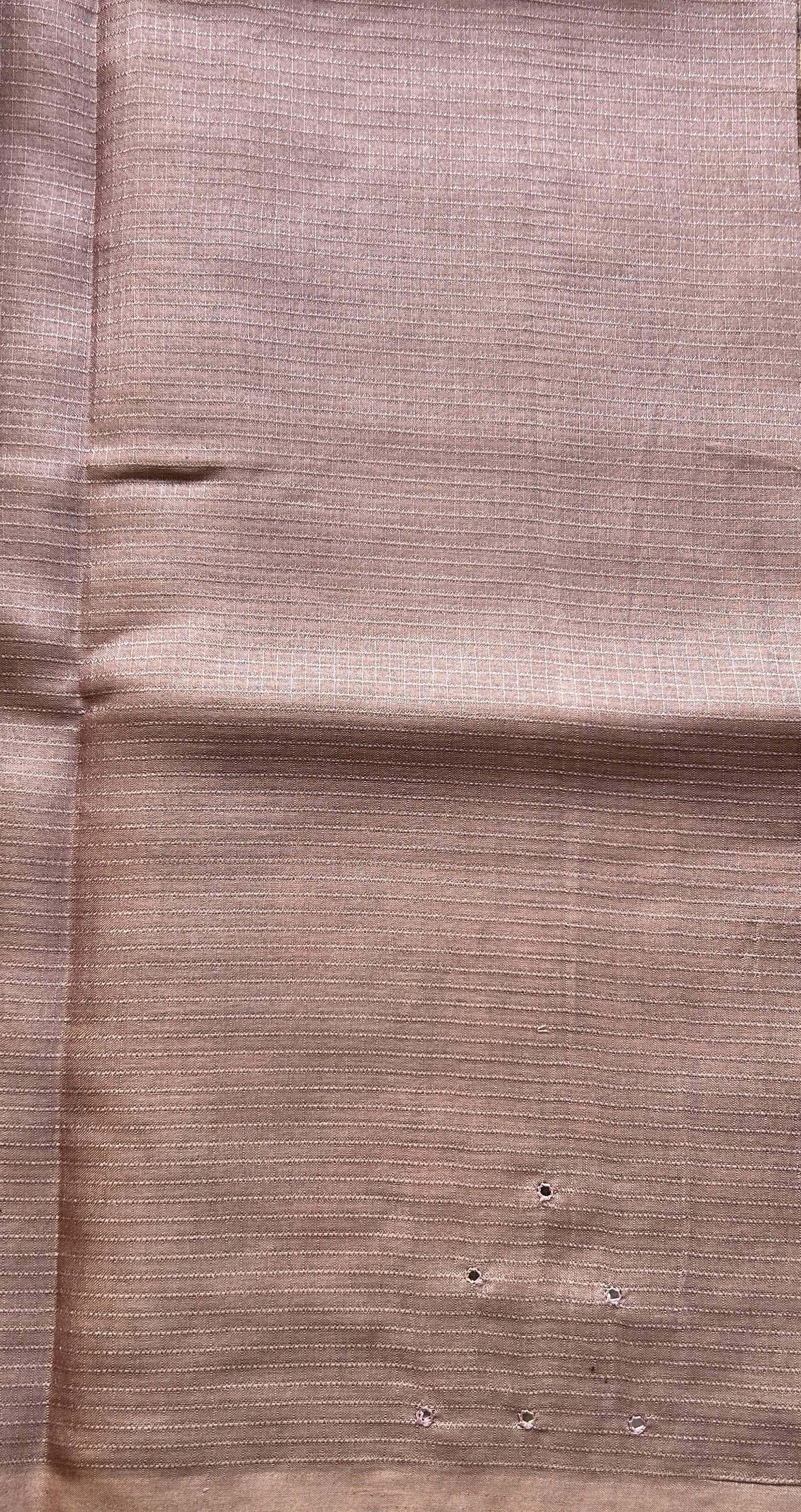 Semi Tussar Saree Lavender Colored Elegantly Paired with a Mirror Work Border. - Sampradaya Designer Studio