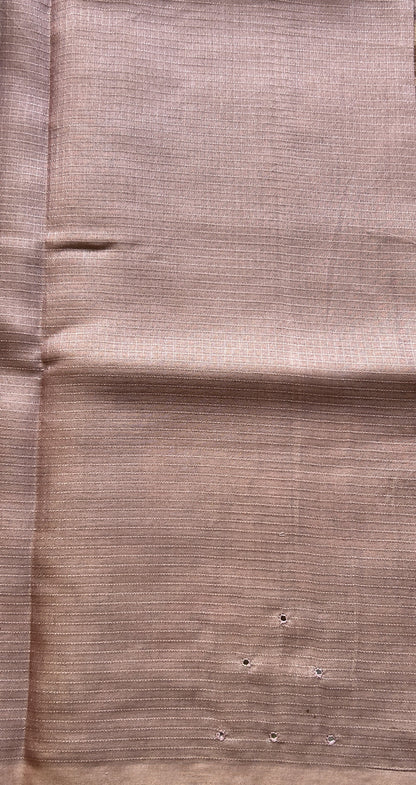 Semi Tussar Saree Lavender Colored Elegantly Paired with a Mirror Work Border. - Sampradaya Designer Studio