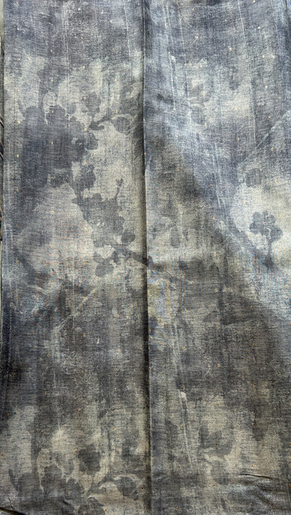 Semi Tussar Saree Elephant Gray Colored Elegantly Paired with a Borderless. - Sampradaya Designer Studio