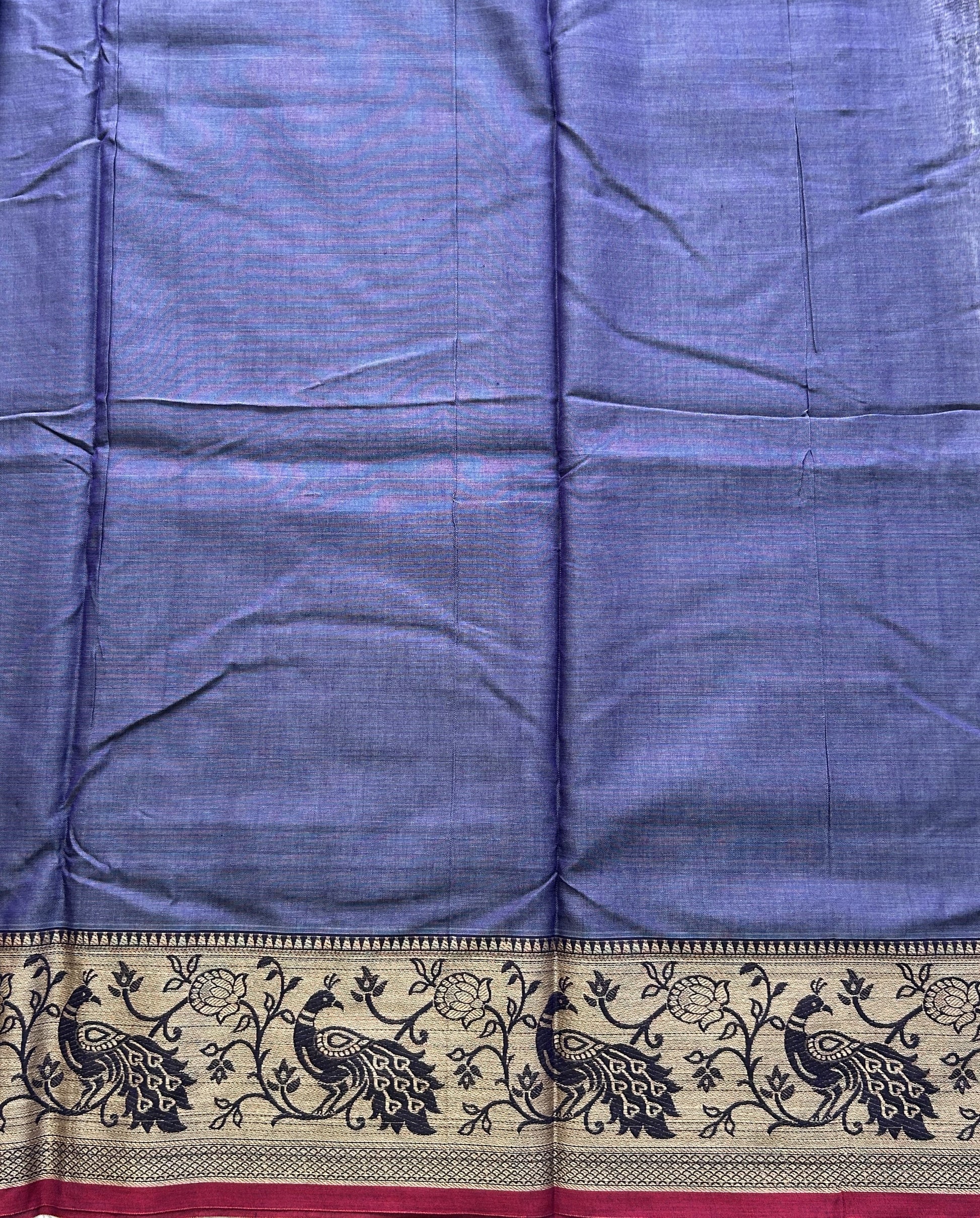 Narayanpet Cotton Saree Orchid Colored Complemented with a Thread Border. - Sampradaya Designer Studio