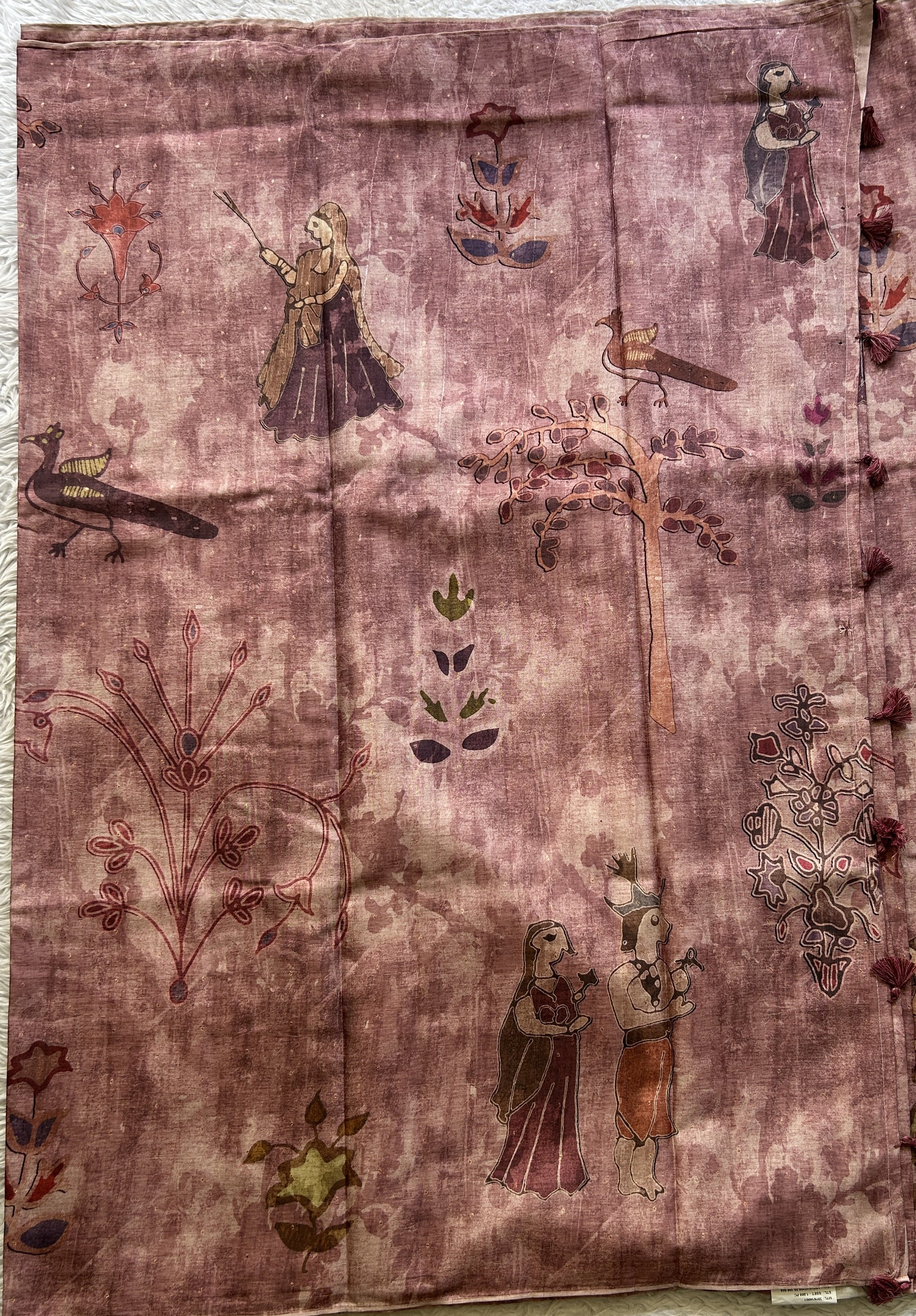Semi Tussar Saree Onion Pink Colored Elegantly Paired with a Borderless. - Sampradaya Designer Studio