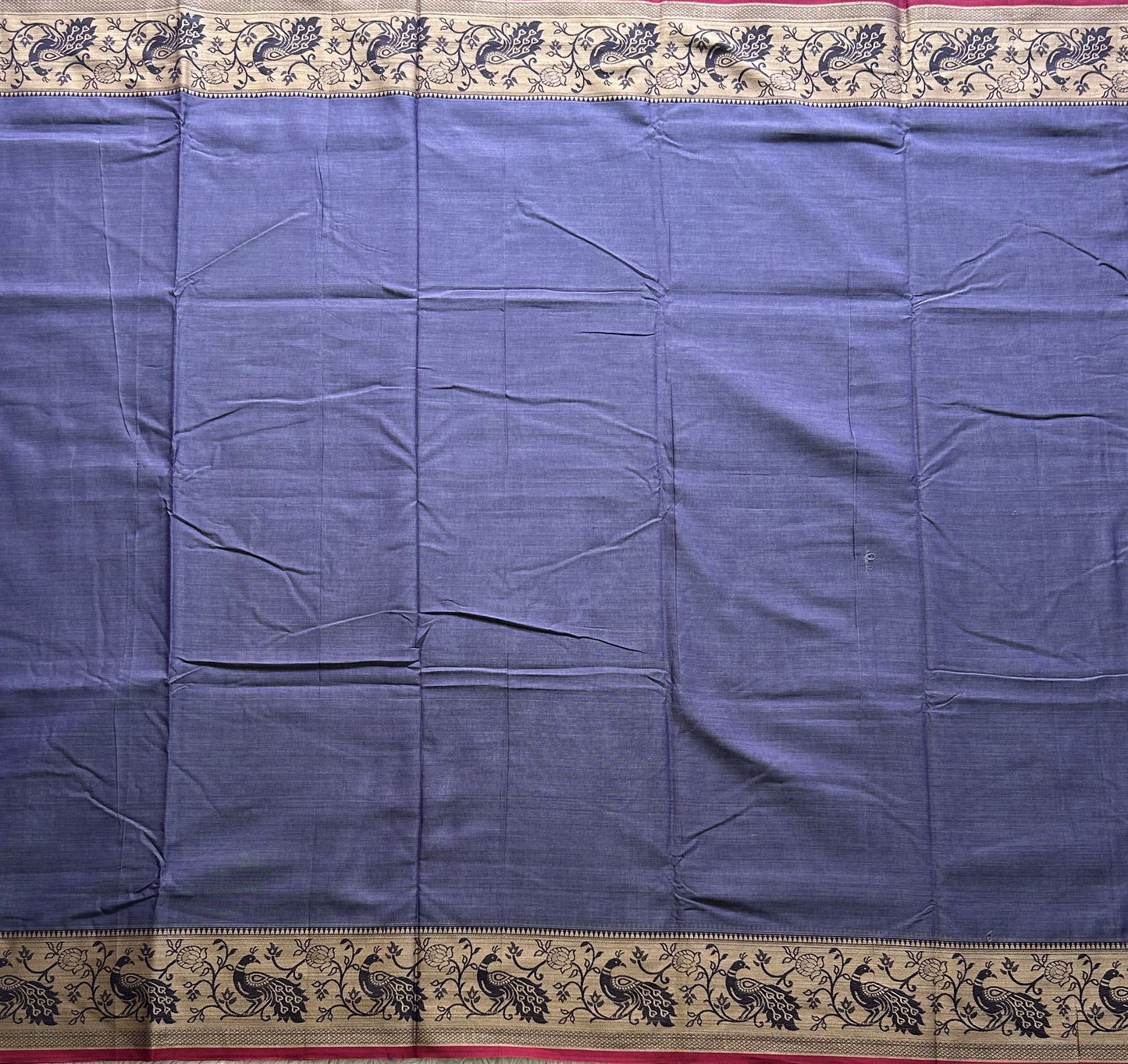 Narayanpet Cotton Saree Orchid Colored Complemented with a Thread Border. - Sampradaya Designer Studio