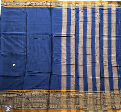 Narayanpet Cotton Saree True Blue Colored Complemented with a Thread Border.