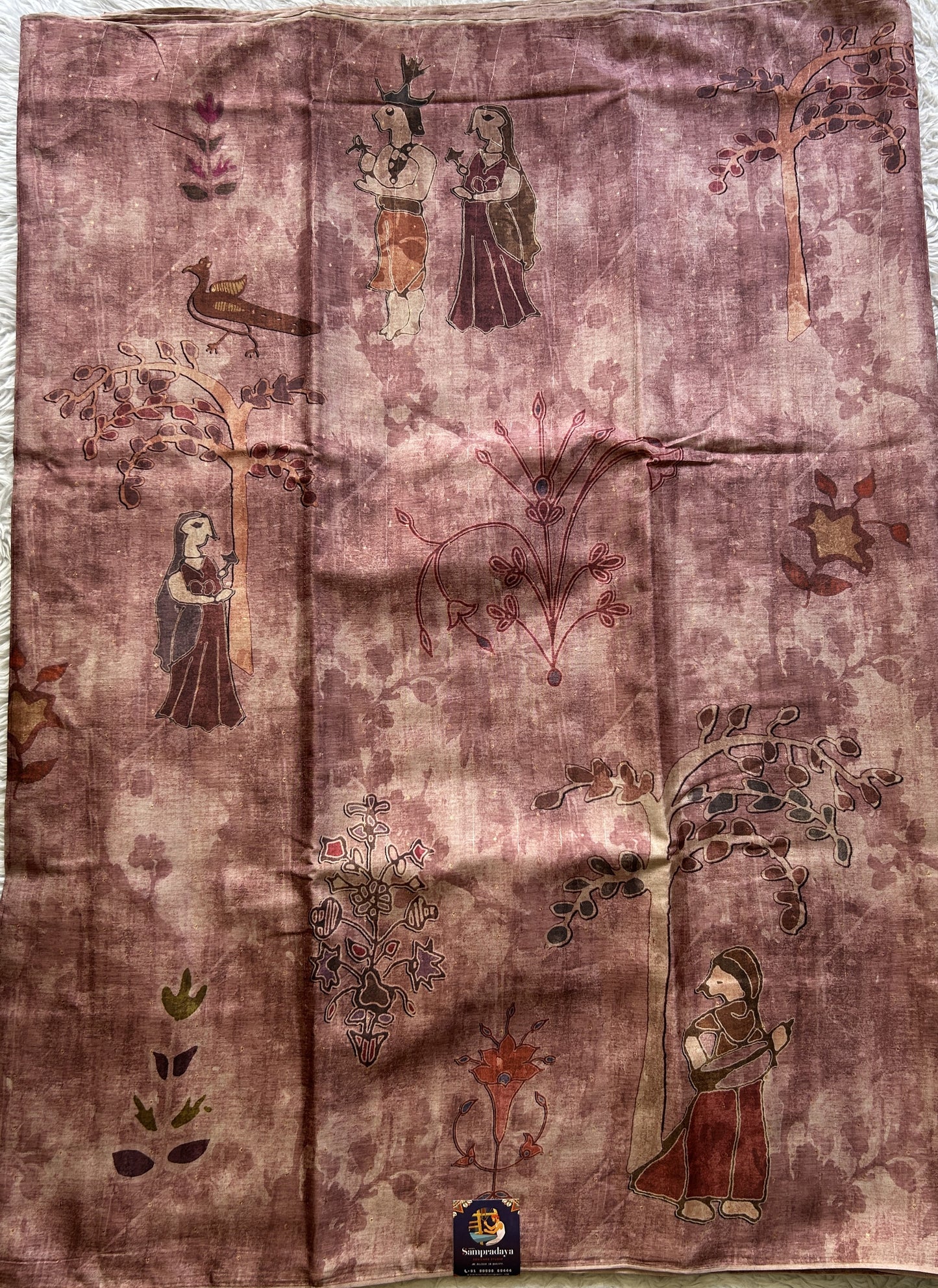 Semi Tussar Saree Onion Pink Colored Elegantly Paired with a Borderless. - Sampradaya Designer Studio