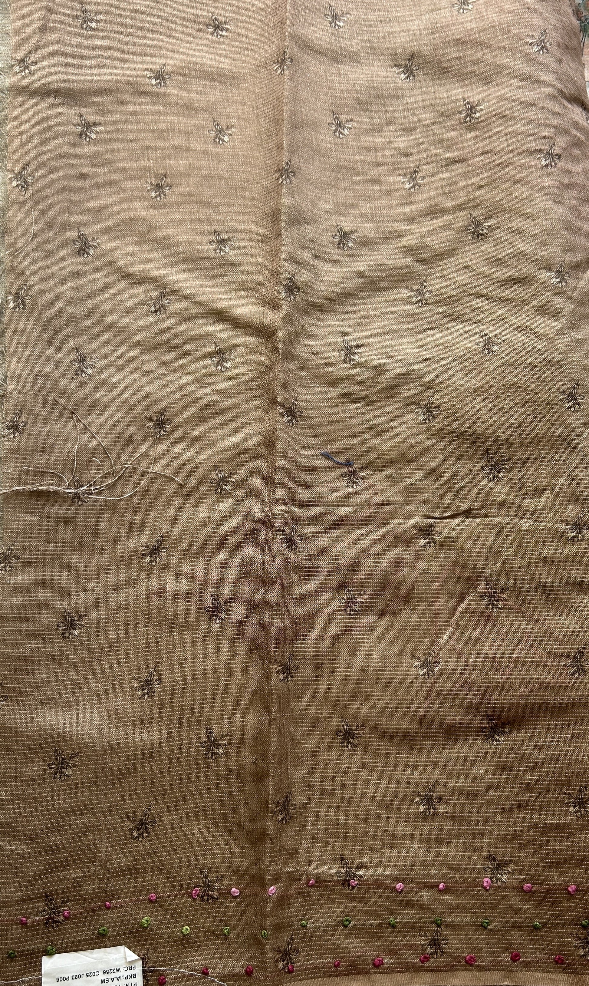 Semi Tussar Saree Brown Colored Elegantly Paired with a Borderless. - Sampradaya Designer Studio