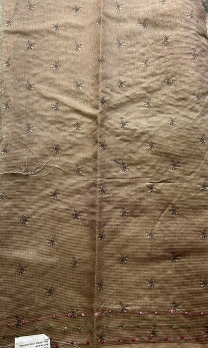 Semi Tussar Saree Brown Colored Elegantly Paired with a Borderless. - Sampradaya Designer Studio
