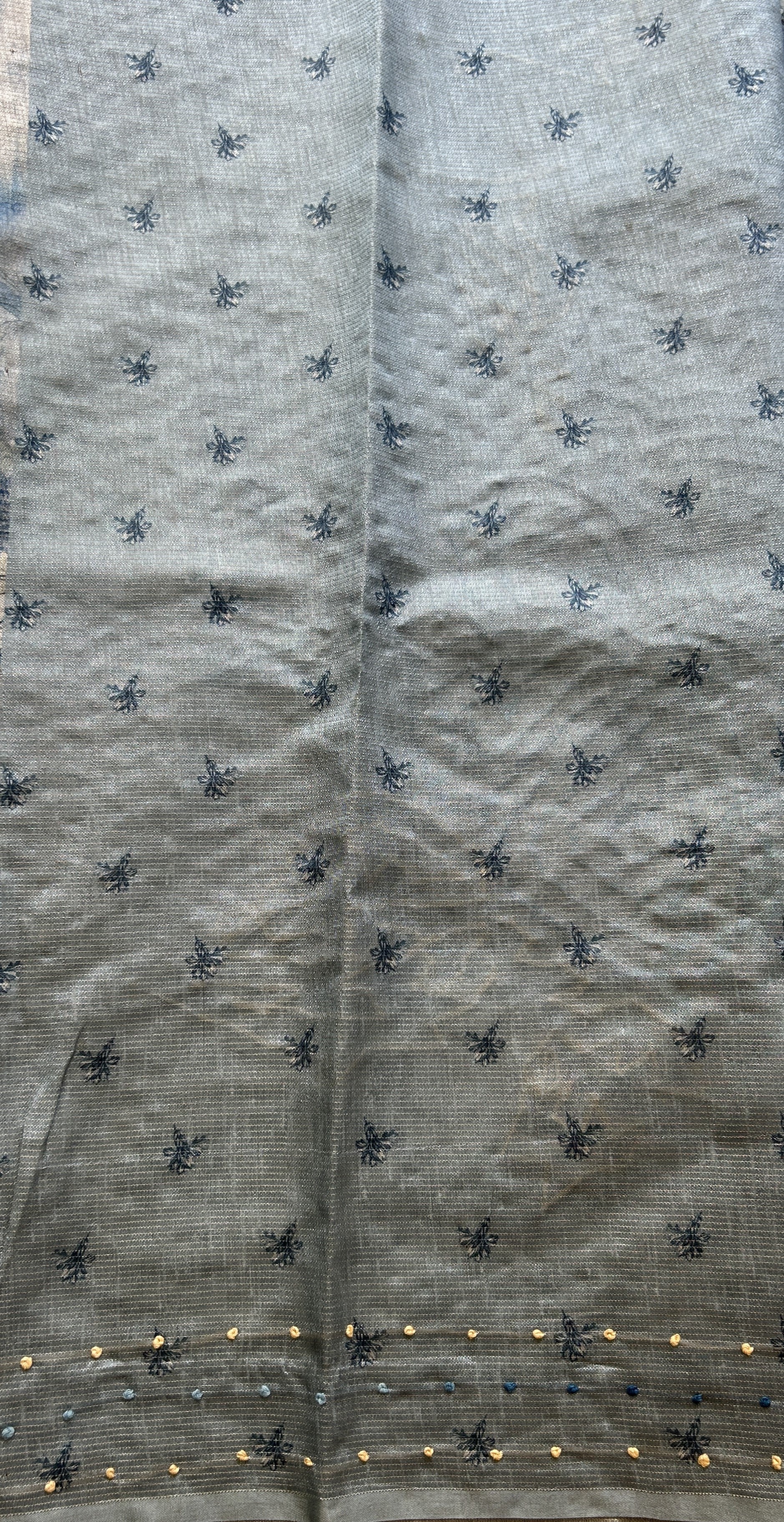 Semi Tussar Saree Sky Blue Colored Elegantly Paired with a Borderless. - Sampradaya Designer Studio
