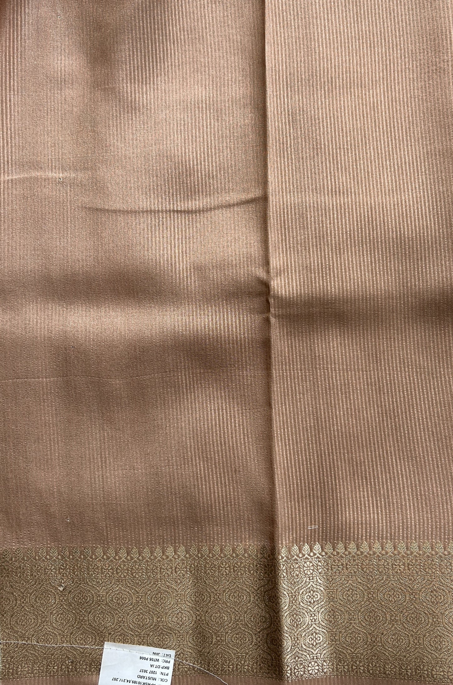 Banarasi Soft Silk Saree Light Orange Colored Complemented with a Zari Border. - Sampradaya Designer Studio