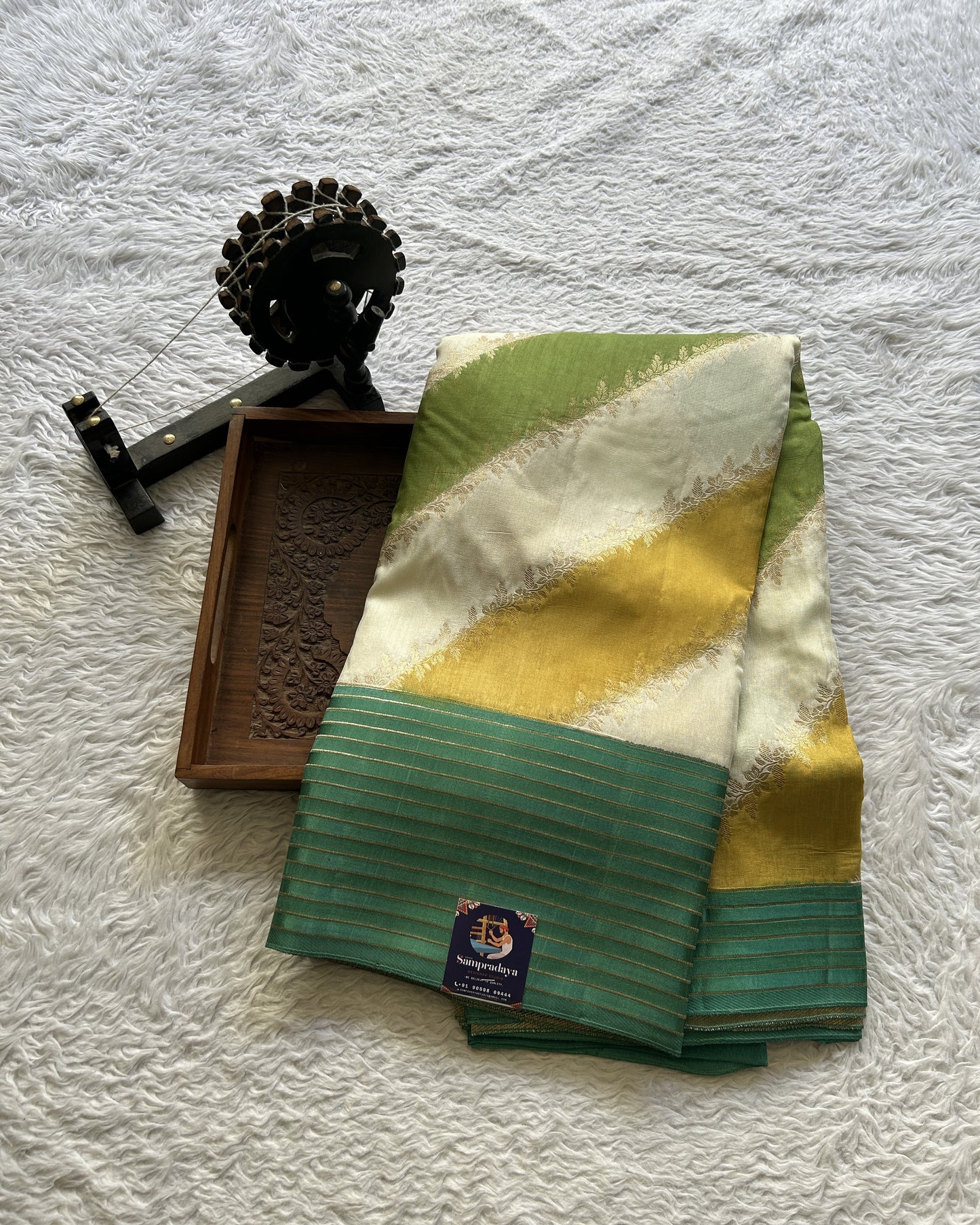 Semi Georgette Leheriya Saree Sea Green Colored Complemented with a Zari Border. - Sampradaya Designer Studio