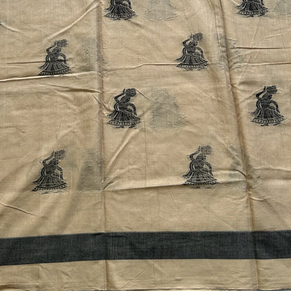 Narayanpet Cotton Saree Linen Colored Complemented with a Thread Border.