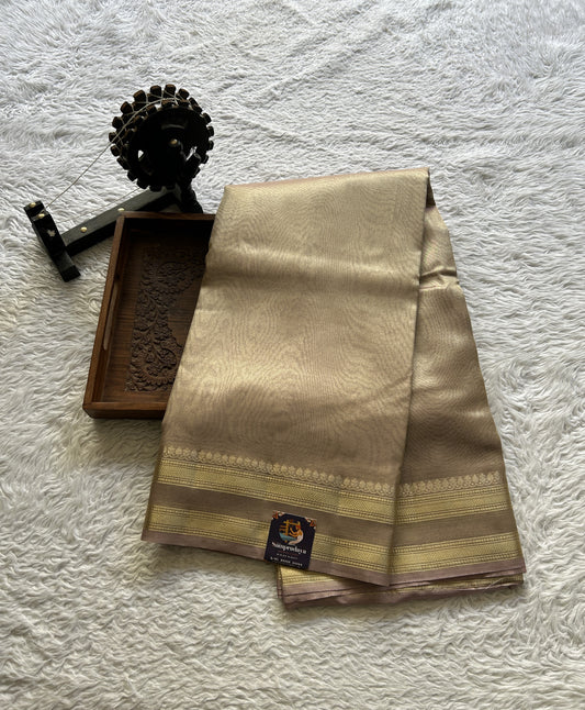 Tissue Organza Saree Very Light Lilac Colored Complemented with a Zari Border. - Sampradaya Designer Studio