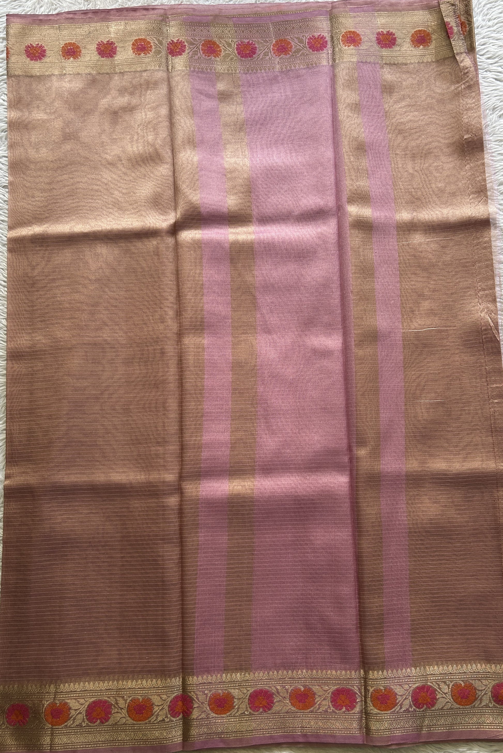 Tissue Organza Saree Baby Pink Colored Complemented with a Minakari Border. - Sampradaya Designer Studio