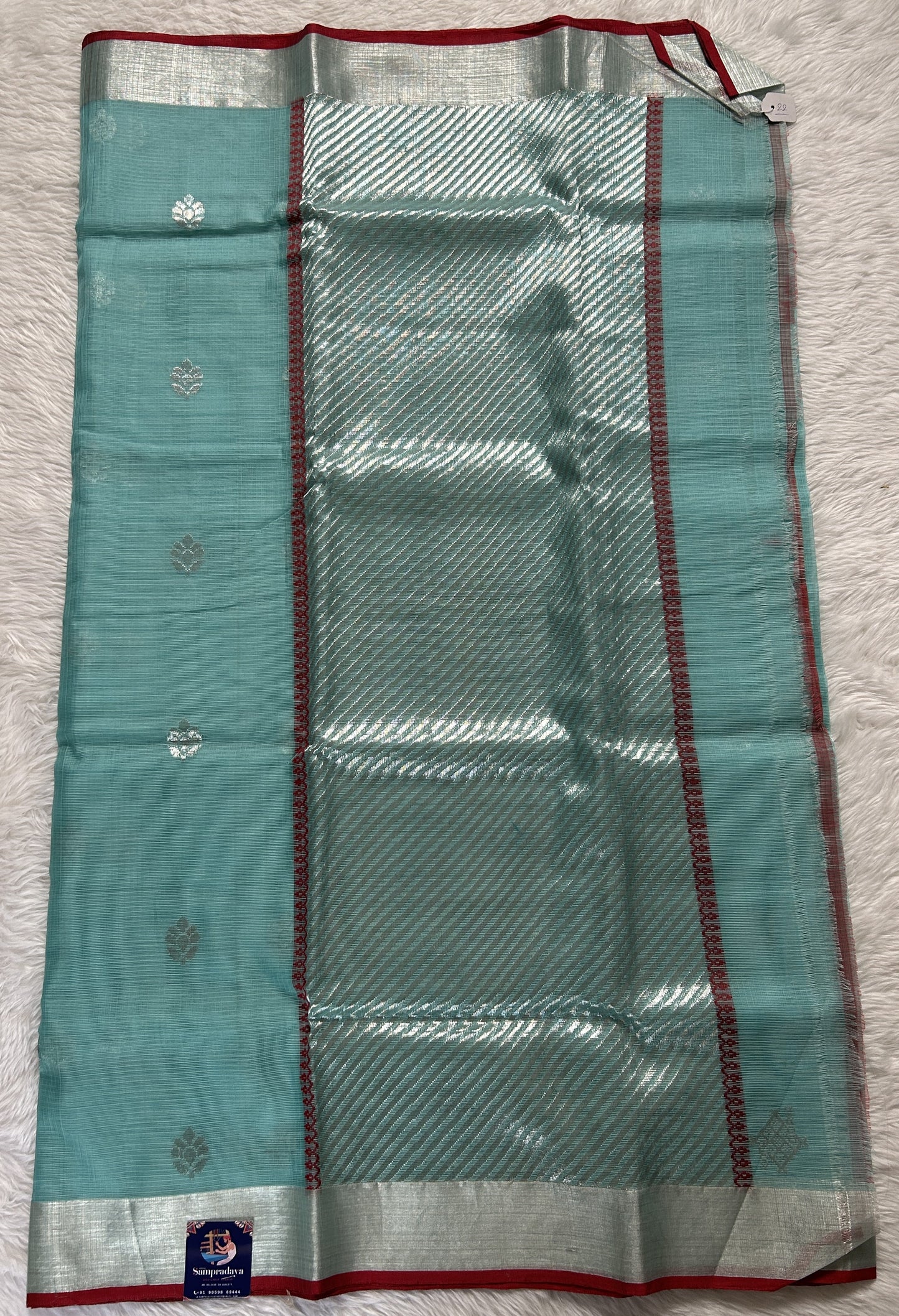 Zarikota saree Pastel Blue colored Saree complemented with a Silver Zari border. - Sampradaya Designer Studio