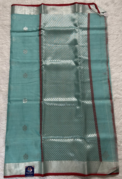 Zarikota saree Pastel Blue colored Saree complemented with a Silver Zari border. - Sampradaya Designer Studio