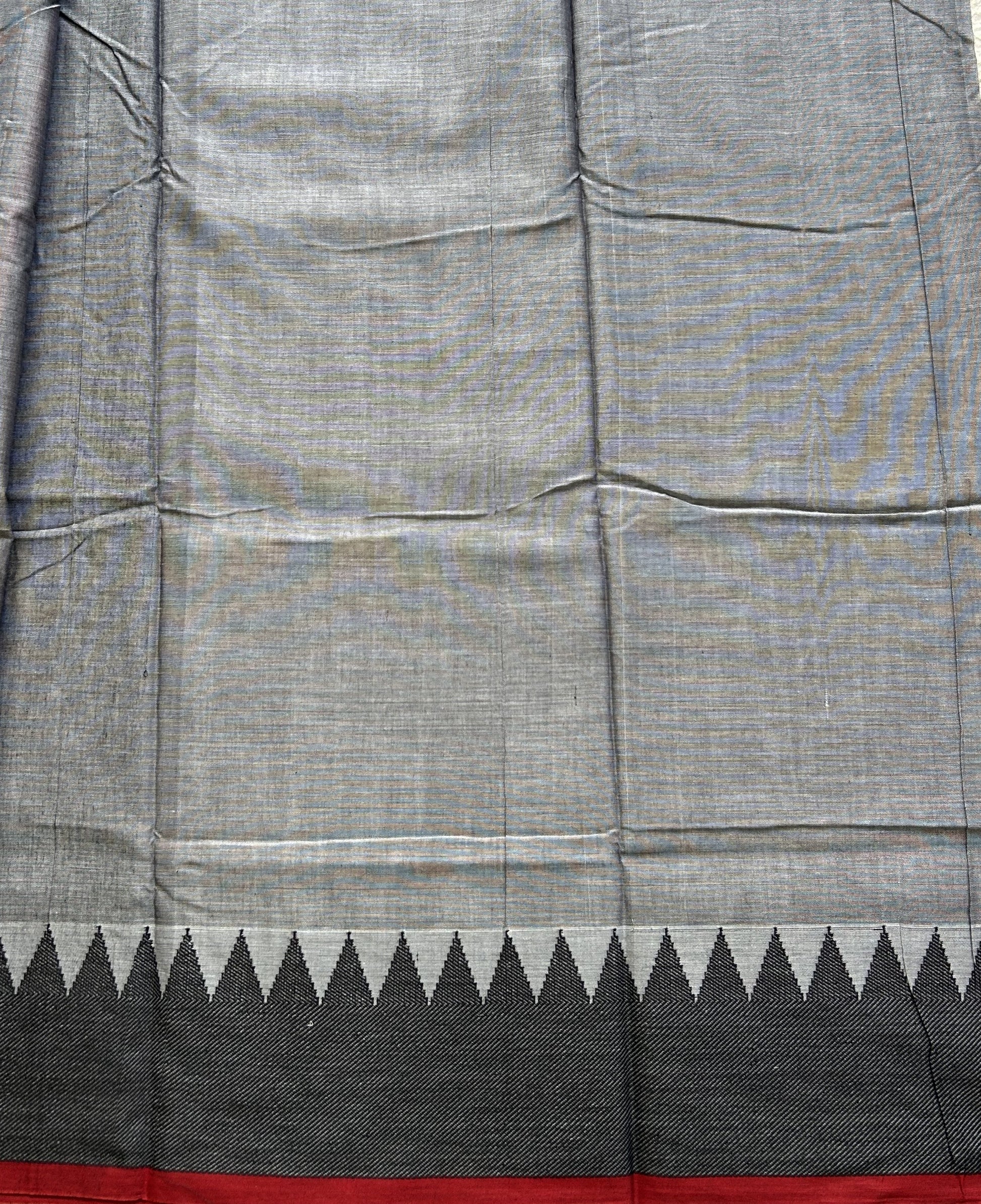 Narayanpet Cotton Saree Lava Gray Colored Complemented with a Thread Border. - Sampradaya Designer Studio