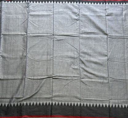 Narayanpet Cotton Saree Lava Gray Colored Complemented with a Thread Border. - Sampradaya Designer Studio
